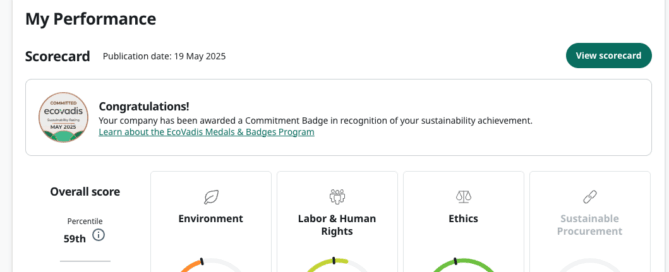 DLB EcoVadis sustainability management system score for 2025