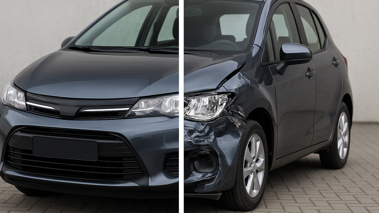 Digitally faked car damage